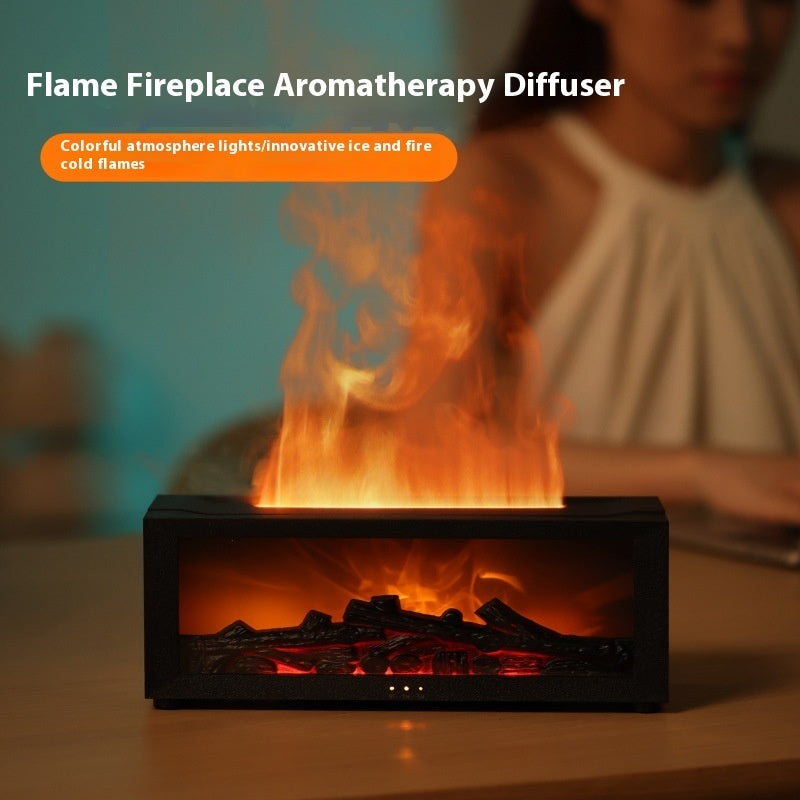 New Flame Aromatherapy Machine Colorful Essential Oil Diffuser Home Large Fog Volume Flame Humidifier 3D Flame Fireplace Machine - Fa'Ra Way