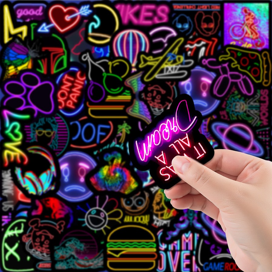 50pc Neon Cyberpunk Sticker Pack | Waterproof Vinyl Decals for Laptops, Cars & Flasks - Fa'Ra Way