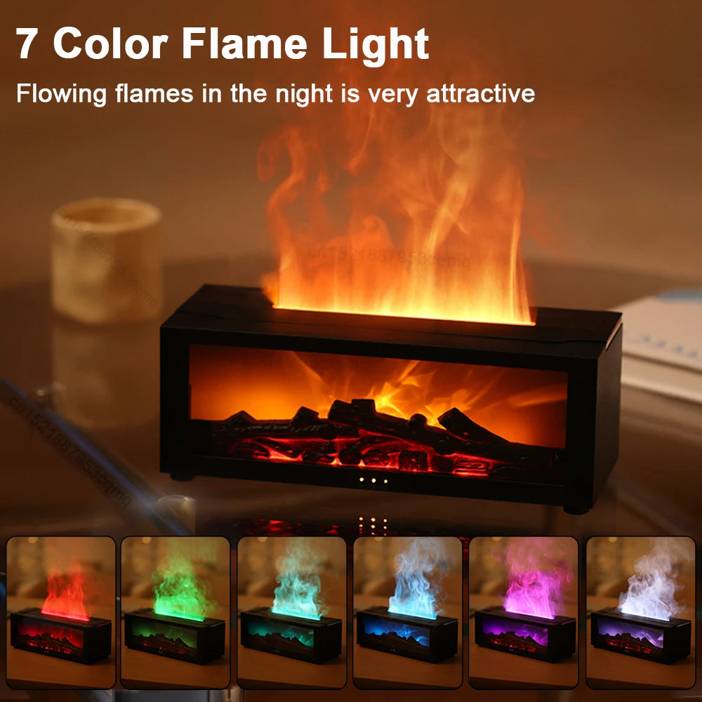 New Flame Aromatherapy Machine Colorful Essential Oil Diffuser Home Large Fog Volume Flame Humidifier 3D Flame Fireplace Machine - Fa'Ra Way