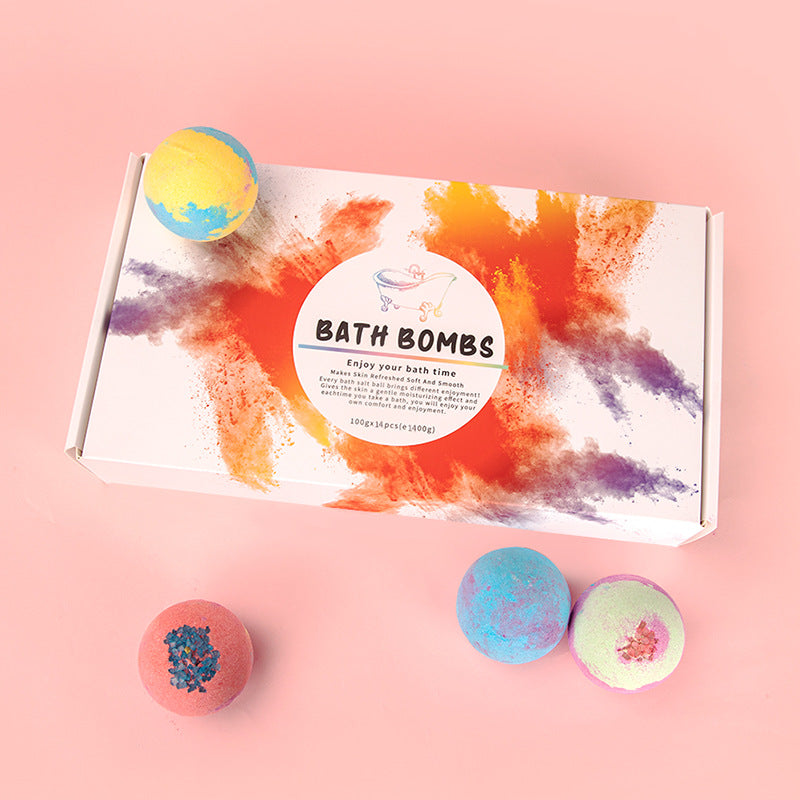 Bath Bombs 14 Pieces Of Explosive Salt Ball Gift Box With Various Fragrance Bath Balls Bubble Bath Bomb for Women - Fa'Ra Way