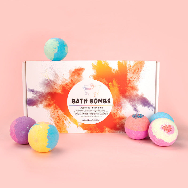 Bath Bombs 14 Pieces Of Explosive Salt Ball Gift Box With Various Fragrance Bath Balls Bubble Bath Bomb for Women - Fa'Ra Way
