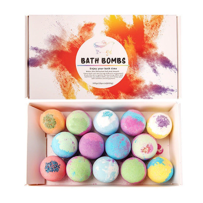Bath Bombs 14 Pieces Of Explosive Salt Ball Gift Box With Various Fragrance Bath Balls Bubble Bath Bomb for Women - Fa'Ra Way