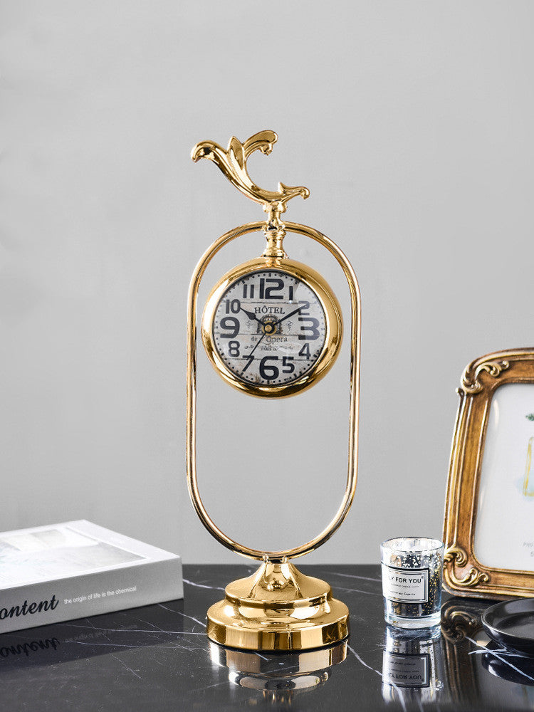 Vintage Golden Metal Desk Clock - Luxury Decorative Mantel Clock - Fa'Ra Way