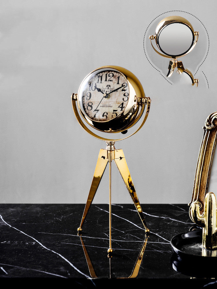 Vintage Golden Metal Desk Clock - Luxury Decorative Mantel Clock - Fa'Ra Way