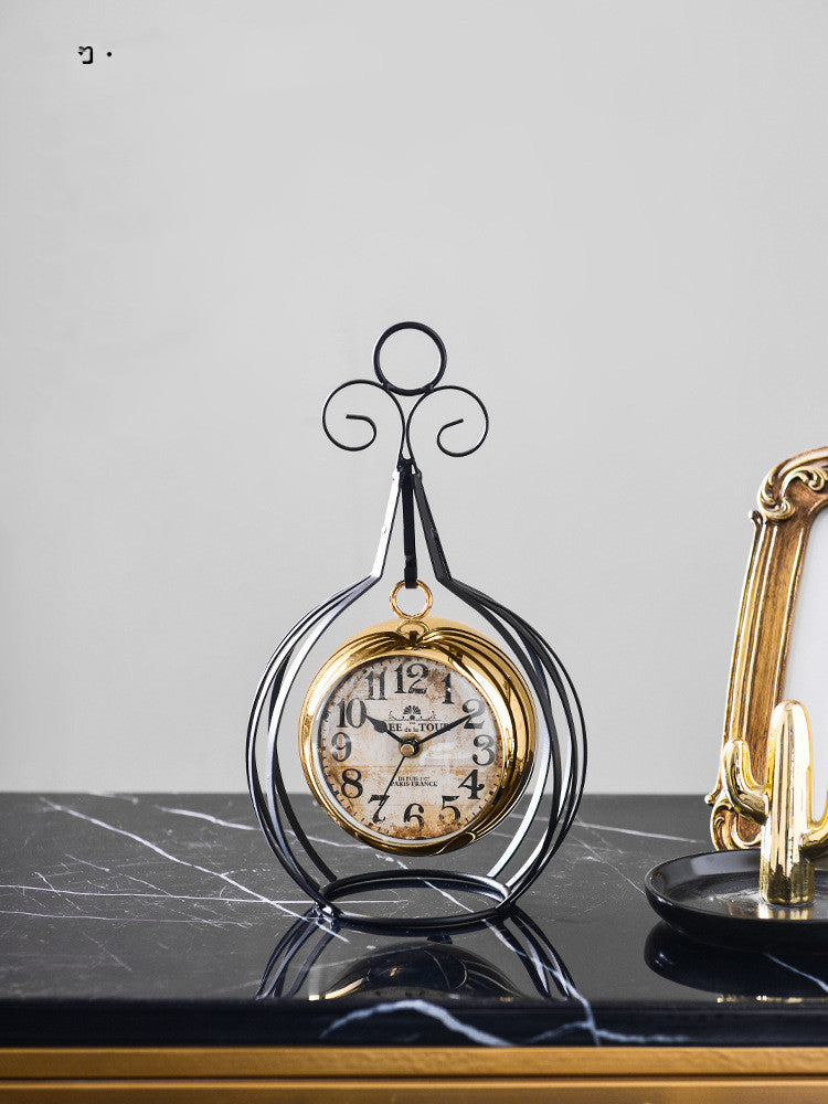 Vintage Golden Metal Desk Clock - Luxury Decorative Mantel Clock - Fa'Ra Way
