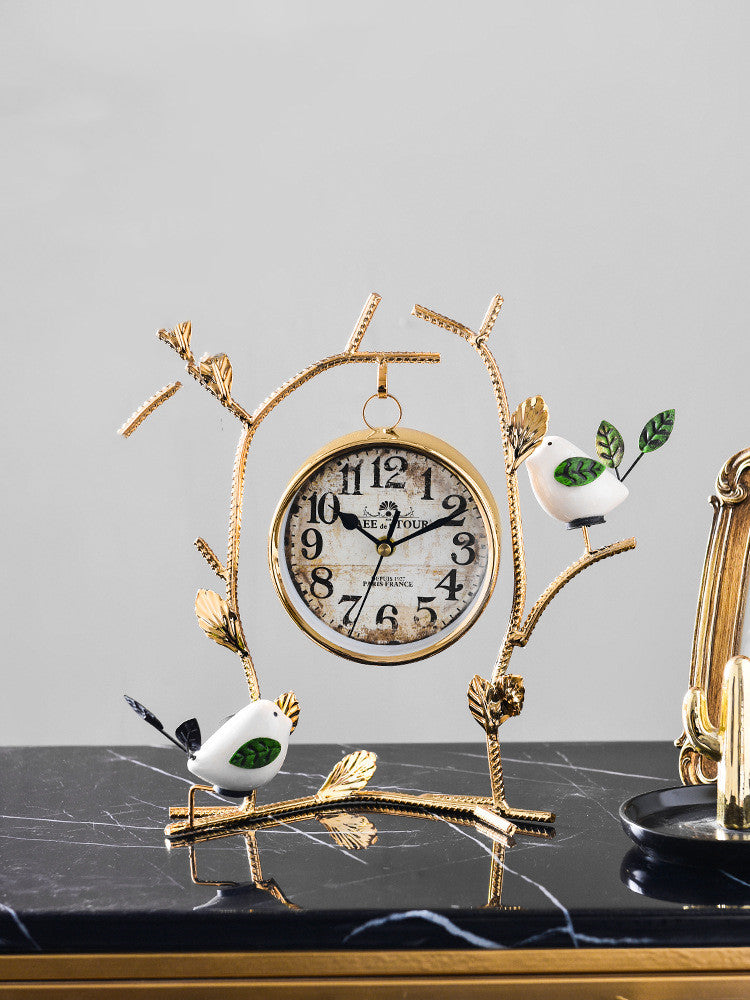 Vintage Golden Metal Desk Clock - Luxury Decorative Mantel Clock - Fa'Ra Way