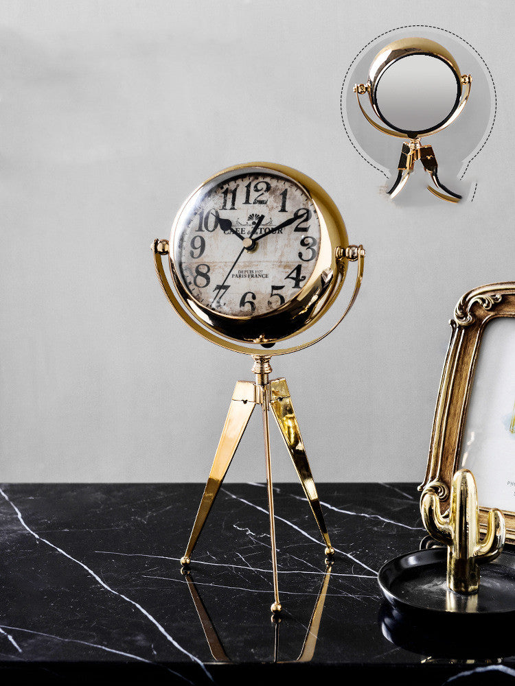 Vintage Golden Metal Desk Clock - Luxury Decorative Mantel Clock - Fa'Ra Way