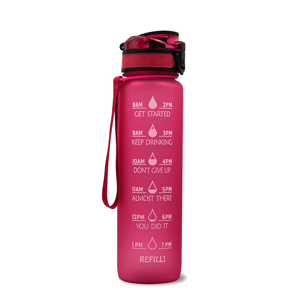 1L Tritan Water Bottle With Time Marker Bounce Cover Motivational Water Bottle Cycling Leakproof Cup For Sports Fitness Bottles - Fa'Ra Way