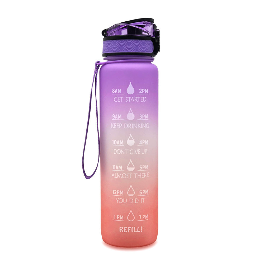 1L Tritan Water Bottle With Time Marker Bounce Cover Motivational Water Bottle Cycling Leakproof Cup For Sports Fitness Bottles - Fa'Ra Way