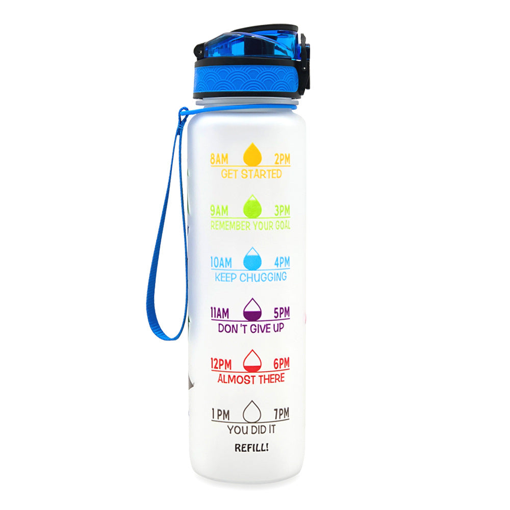 1L Tritan Water Bottle With Time Marker Bounce Cover Motivational Water Bottle Cycling Leakproof Cup For Sports Fitness Bottles - Fa'Ra Way