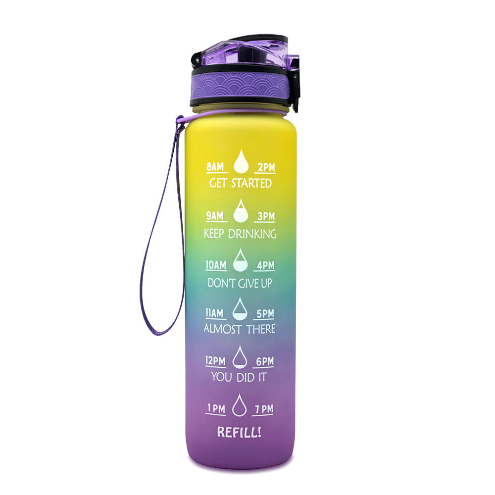 1L Tritan Water Bottle With Time Marker Bounce Cover Motivational Water Bottle Cycling Leakproof Cup For Sports Fitness Bottles - Fa'Ra Way