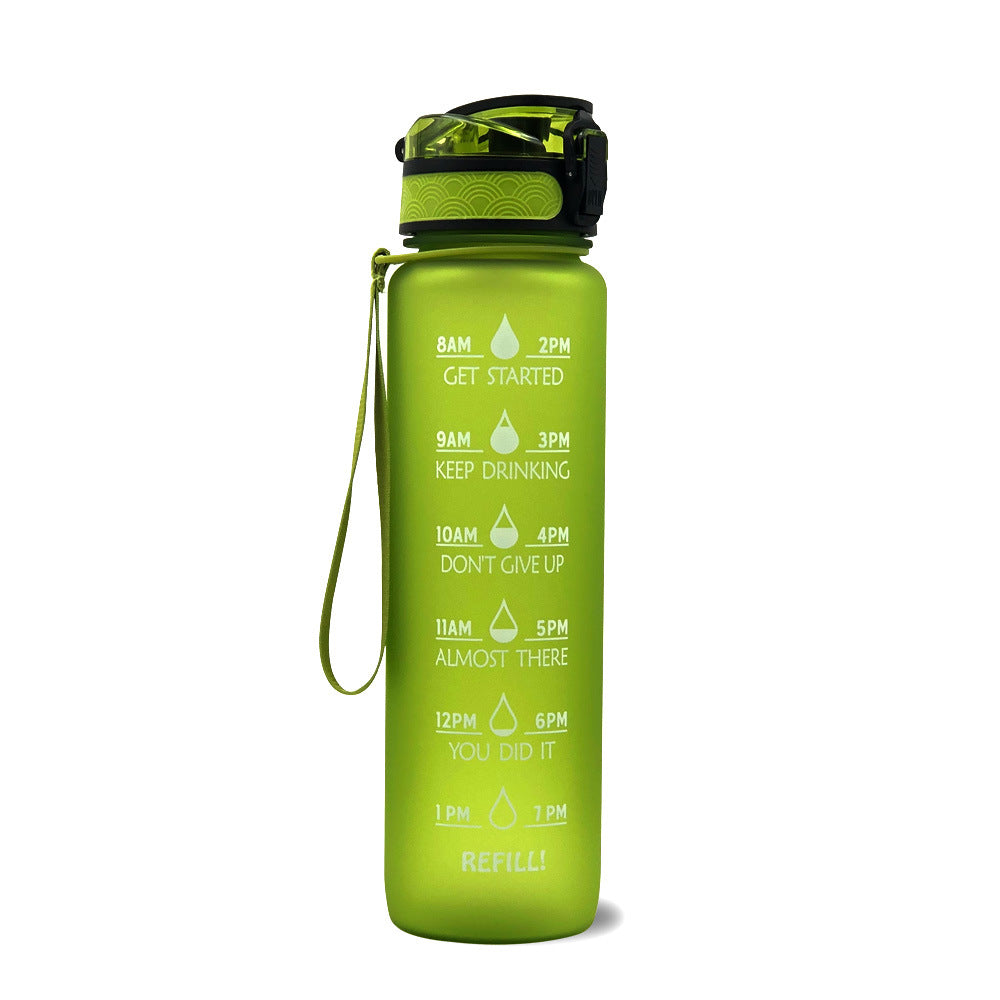 1L Tritan Water Bottle With Time Marker Bounce Cover Motivational Water Bottle Cycling Leakproof Cup For Sports Fitness Bottles - Fa'Ra Way