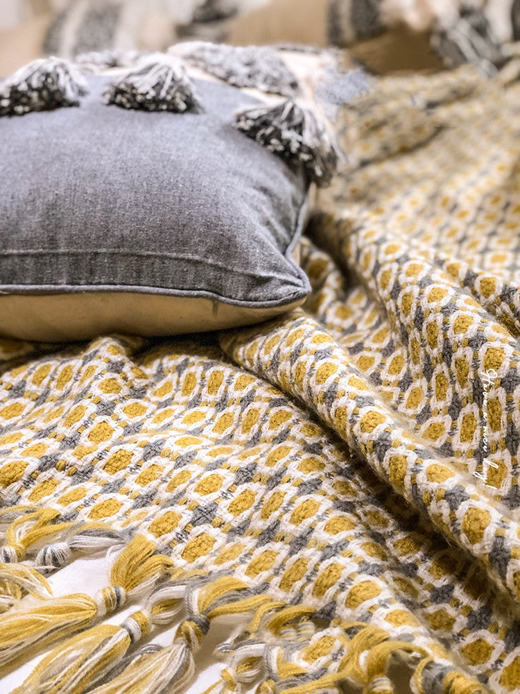 Boho Knitted Tassel Throw Blanket - Fa'Ra Way