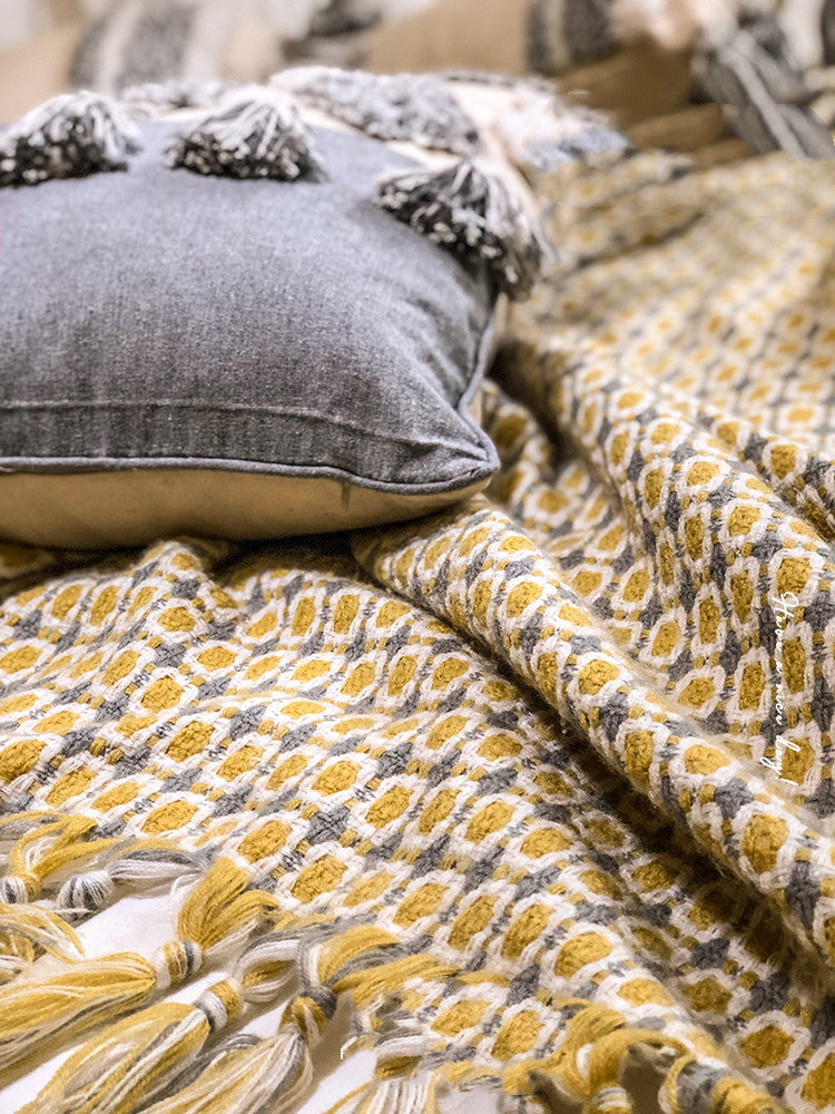 Boho Knitted Tassel Throw Blanket - Fa'Ra Way