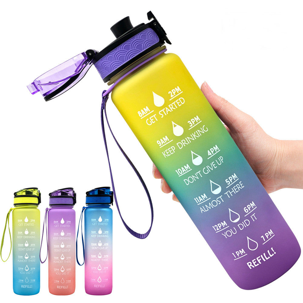 1L Tritan Water Bottle With Time Marker Bounce Cover Motivational Water Bottle Cycling Leakproof Cup For Sports Fitness Bottles - Fa'Ra Way