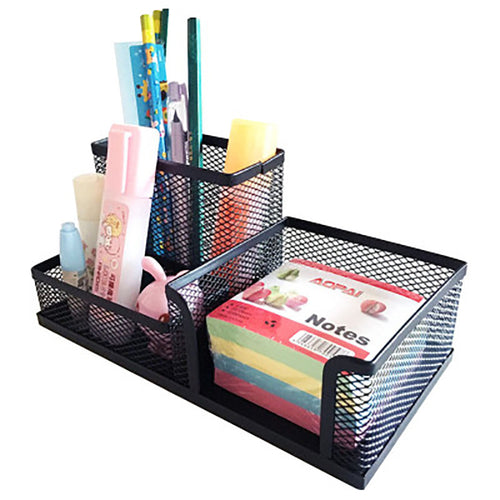 3-in-1 Industrial Mesh Desktop Organizer – Professional Metal Pen & Card Holder - Fa'Ra Way