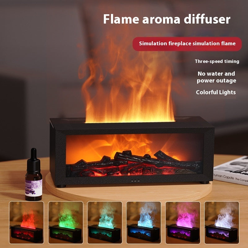 New Flame Aromatherapy Machine Colorful Essential Oil Diffuser Home Large Fog Volume Flame Humidifier 3D Flame Fireplace Machine - Fa'Ra Way