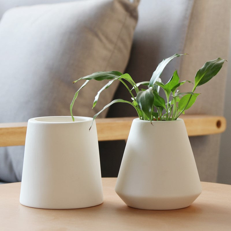 Modern Ceramic Planter with Artificial Greenery - Minimalist Desktop Decor - Fa'Ra Way