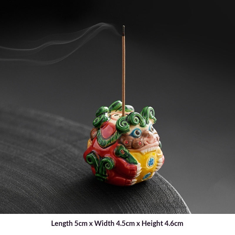 "King of the Winds" Painted Lion Censer | Handcrafted Ceramic Incense Burner - Fa'Ra Way