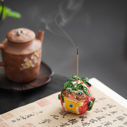 "King of the Winds" Painted Lion Censer | Handcrafted Ceramic Incense Burner - Fa'Ra Way