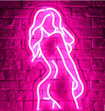Lady Silhouette LED Neon Sign | Pink Acrylic Wall Art & Glam Bedroom Decor - Fa'Ra Way