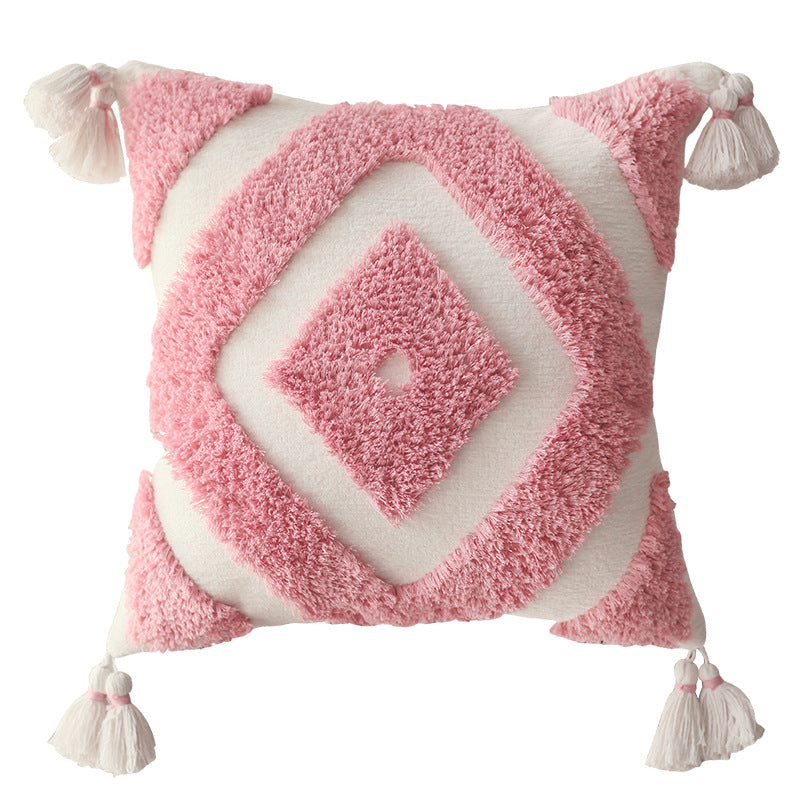 Moroccan Boho Tassel Pillow Cover | Hand-Tufted Nordic Chenille Cushion Case - Fa'Ra Way