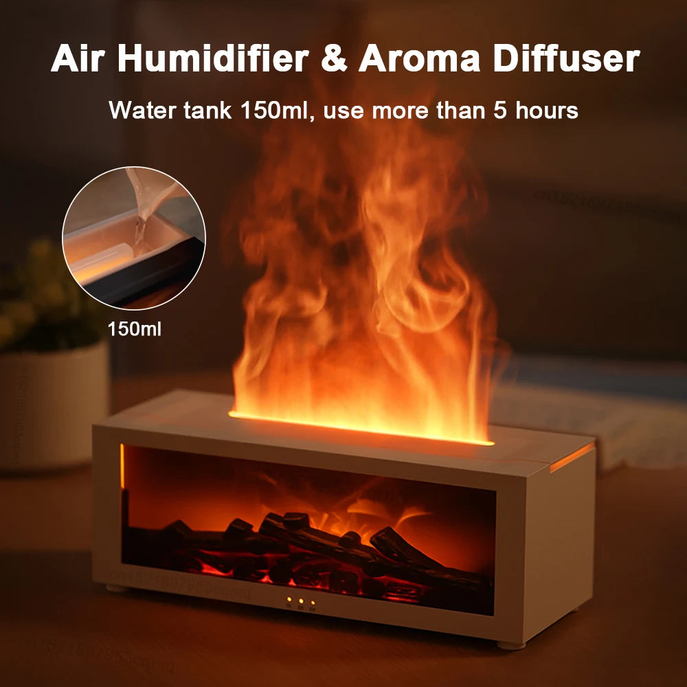 New Flame Aromatherapy Machine Colorful Essential Oil Diffuser Home Large Fog Volume Flame Humidifier 3D Flame Fireplace Machine - Fa'Ra Way