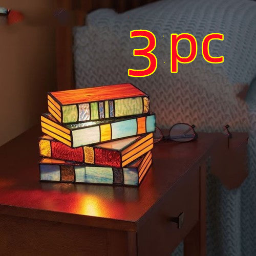 Vintage Stained Glass Stacked Books Desk Lamp - Fa'Ra Way