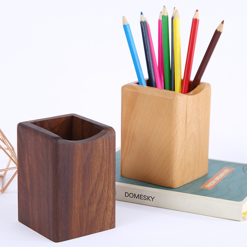Artisan Wooden Pen Holder - Natural Beech Desktop Organizer - Fa'Ra Way