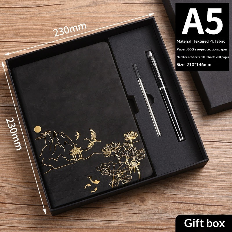 Chinese Vintage A5 Notebook Gift Set with Pens | Premium Soft-Touch Leather Journal - Fa'Ra Way