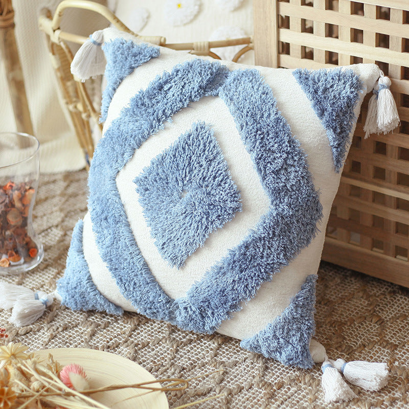Moroccan Boho Tassel Pillow Cover | Hand-Tufted Nordic Chenille Cushion Case - Fa'Ra Way