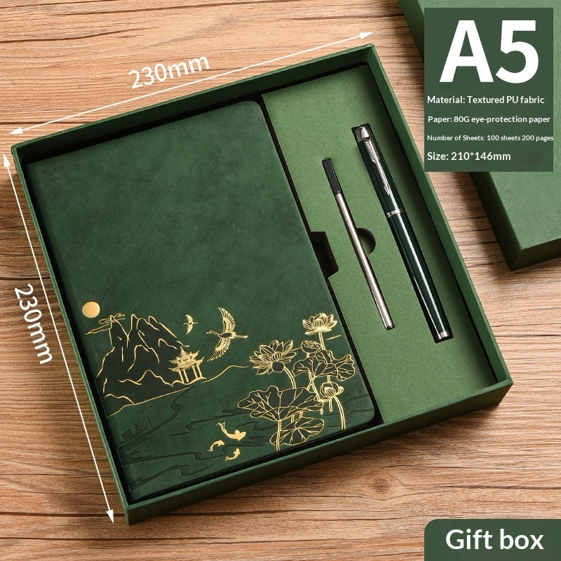 Chinese Vintage A5 Notebook Gift Set with Pens | Premium Soft-Touch Leather Journal - Fa'Ra Way