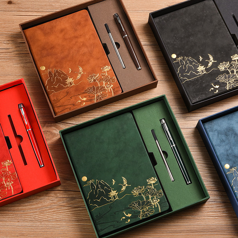 Chinese Vintage A5 Notebook Gift Set with Pens | Premium Soft-Touch Leather Journal - Fa'Ra Way