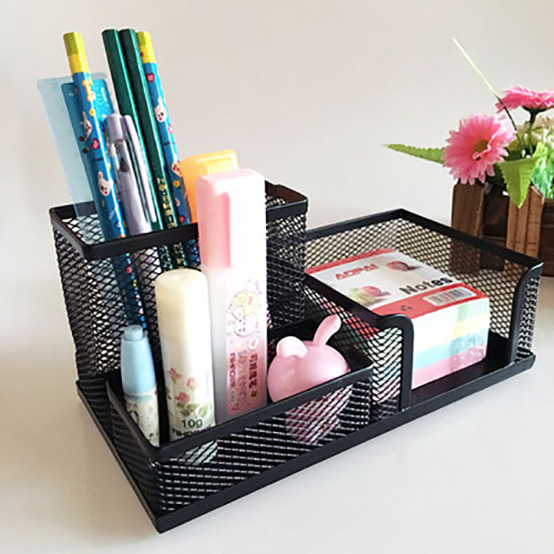 3-in-1 Industrial Mesh Desktop Organizer – Professional Metal Pen & Card Holder - Fa'Ra Way