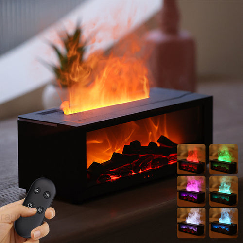 New Flame Aromatherapy Machine Colorful Essential Oil Diffuser Home Large Fog Volume Flame Humidifier 3D Flame Fireplace Machine - Fa'Ra Way