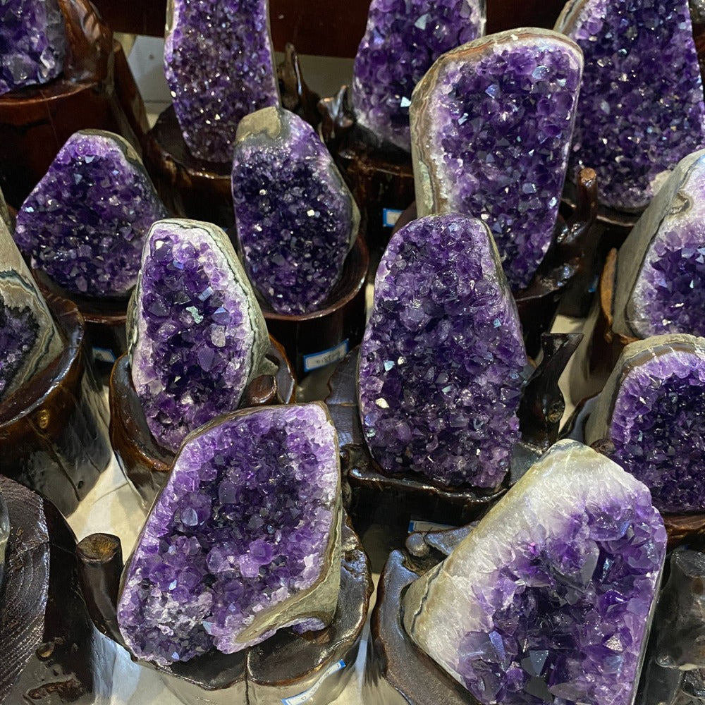 Natural Amethyst Geode Quartz Cluster – Raw "Thunder Egg" Crystal Specimen - Fa'Ra Way