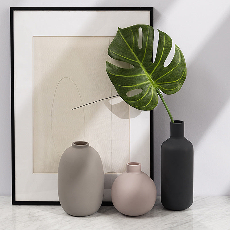 Nordic Matte Ceramic Vase – Morandi Style Hydroponic Decor - Fa'Ra Way