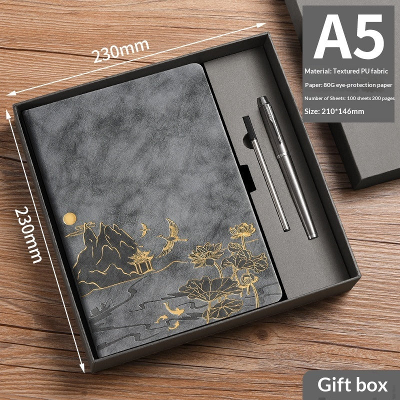Chinese Vintage A5 Notebook Gift Set with Pens | Premium Soft-Touch Leather Journal - Fa'Ra Way