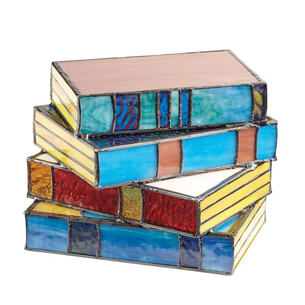 Vintage Stained Glass Stacked Books Desk Lamp - Fa'Ra Way