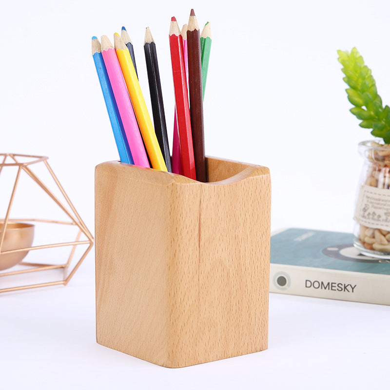 Artisan Wooden Pen Holder - Natural Beech Desktop Organizer - Fa'Ra Way