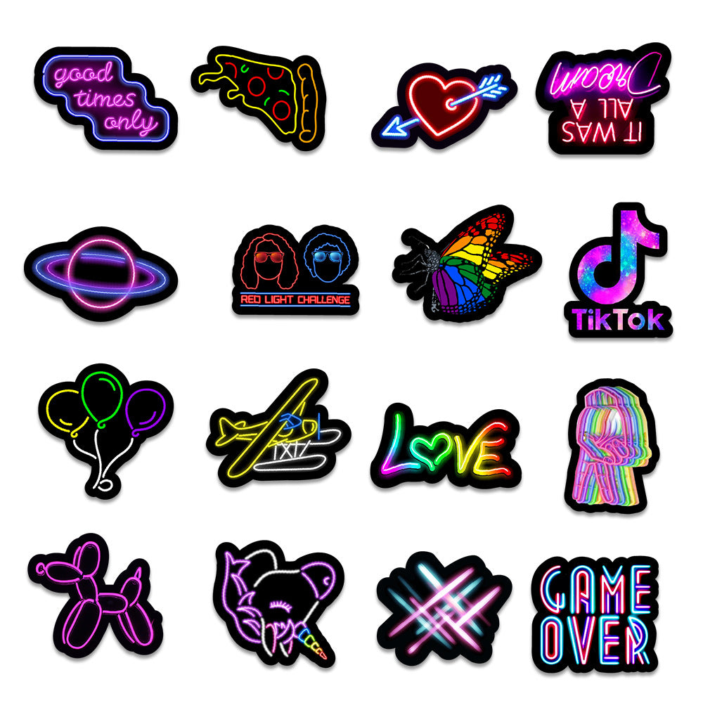50pc Neon Cyberpunk Sticker Pack | Waterproof Vinyl Decals for Laptops, Cars & Flasks - Fa'Ra Way