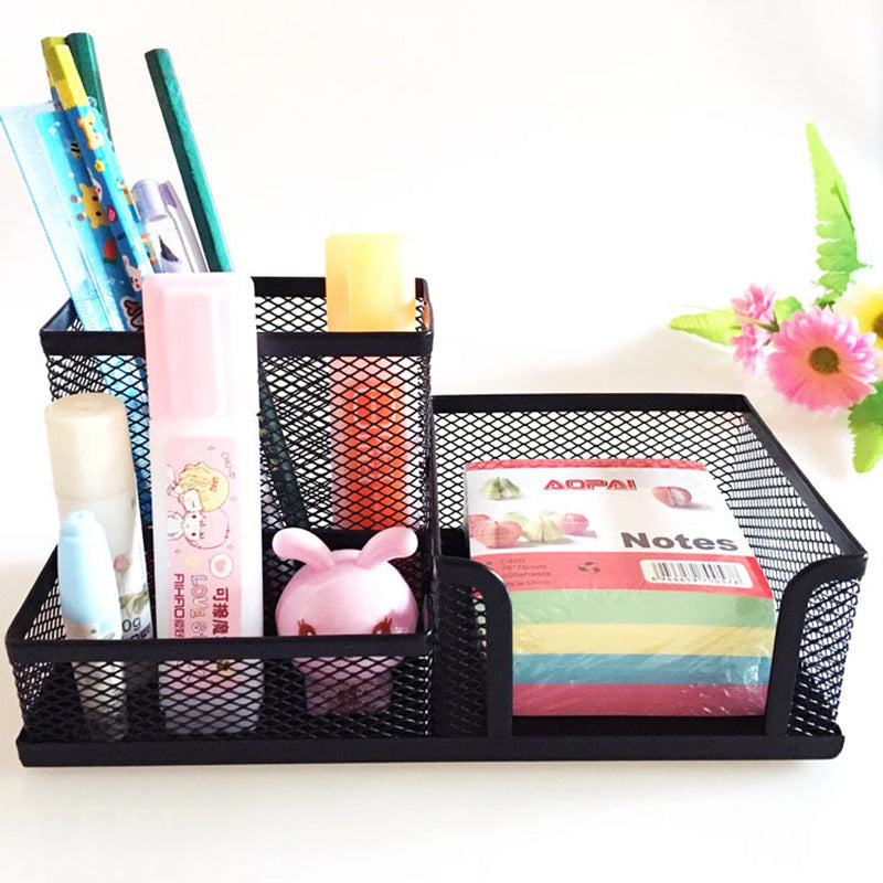 3-in-1 Industrial Mesh Desktop Organizer – Professional Metal Pen & Card Holder - Fa'Ra Way