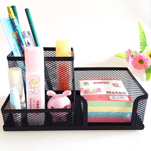 3-in-1 Industrial Mesh Desktop Organizer – Professional Metal Pen & Card Holder - Fa'Ra Way