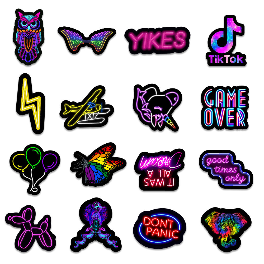 50pc Neon Cyberpunk Sticker Pack | Waterproof Vinyl Decals for Laptops, Cars & Flasks - Fa'Ra Way