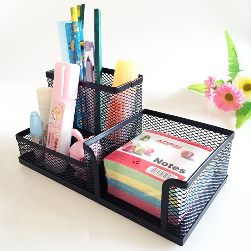 3-in-1 Industrial Mesh Desktop Organizer – Professional Metal Pen & Card Holder - Fa'Ra Way