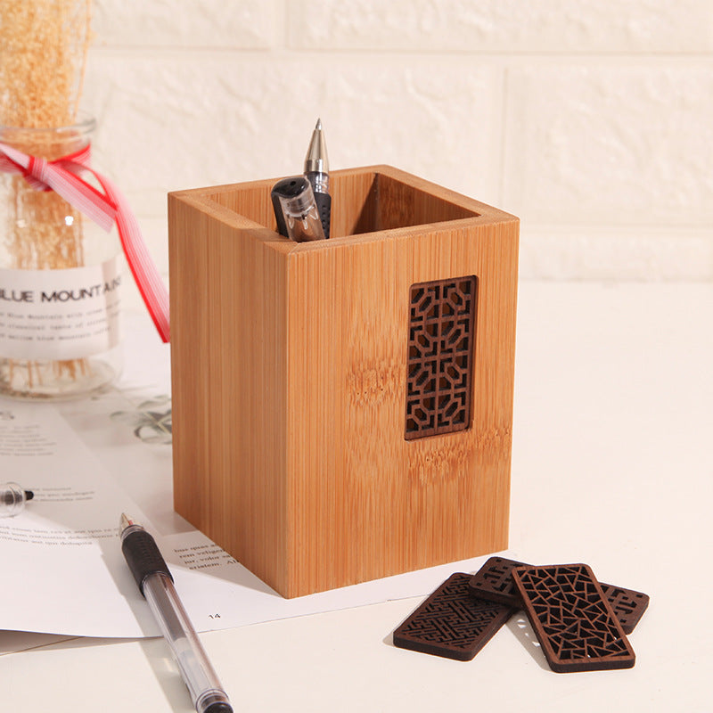 Artisan Wooden Pen Holder - Natural Beech Desktop Organizer - Fa'Ra Way
