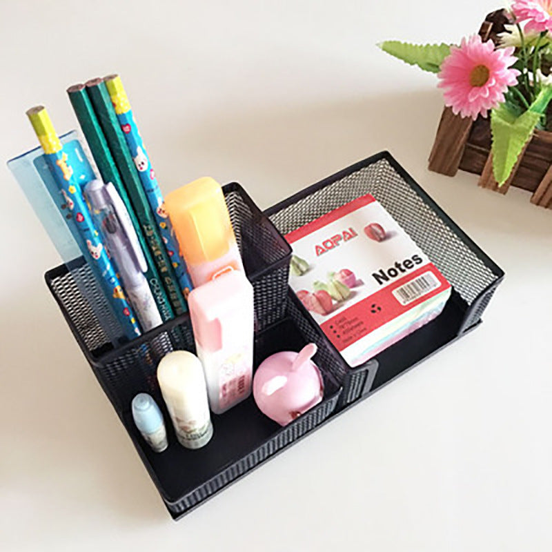 3-in-1 Industrial Mesh Desktop Organizer – Professional Metal Pen & Card Holder - Fa'Ra Way