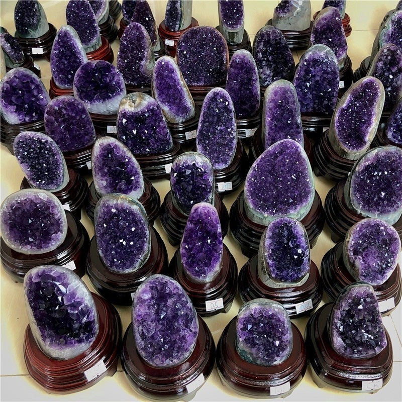 Natural Amethyst Geode Quartz Cluster – Raw "Thunder Egg" Crystal Specimen - Fa'Ra Way