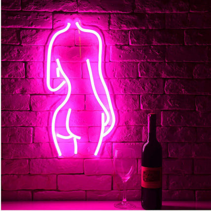 Lady Silhouette LED Neon Sign | Pink Acrylic Wall Art & Glam Bedroom Decor - Fa'Ra Way