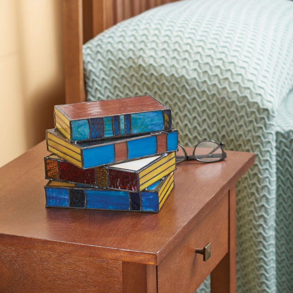 Vintage Stained Glass Stacked Books Desk Lamp - Fa'Ra Way